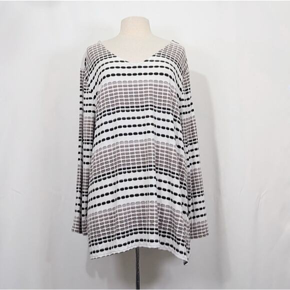 Habitat Clothes to Live In Tunic Top White Colorful Stripe Shirt Misses Size XXL - Picture 1 of 7
